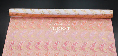 Gold Brocade - Flower fabric Pink - FO:REST Fabric 布恩堂Liberty fabrictana lawnjapanese fabricykk zipper