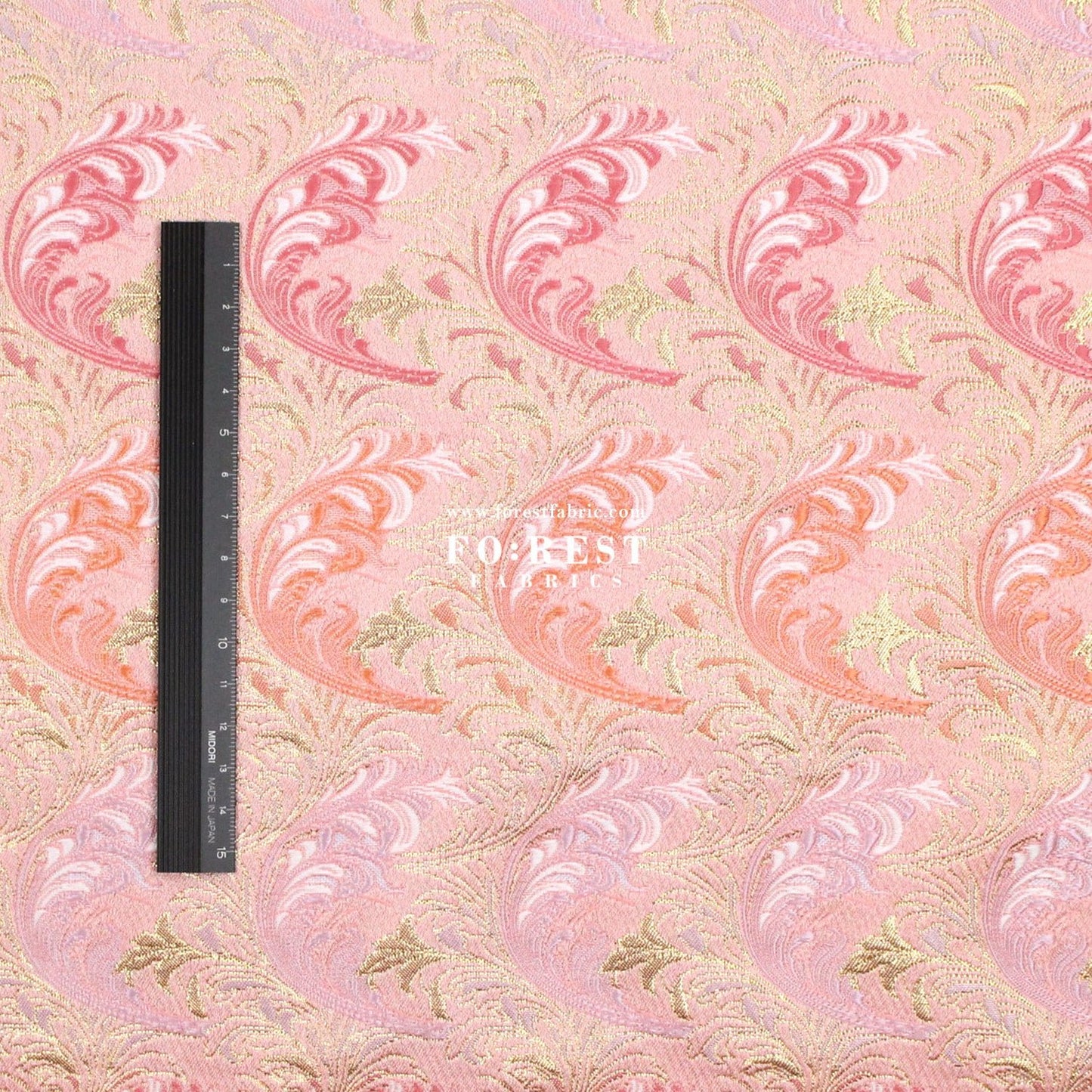 Gold Brocade - Flower fabric Pink - FO:REST Fabric 布恩堂Liberty fabrictana lawnjapanese fabricykk zipper