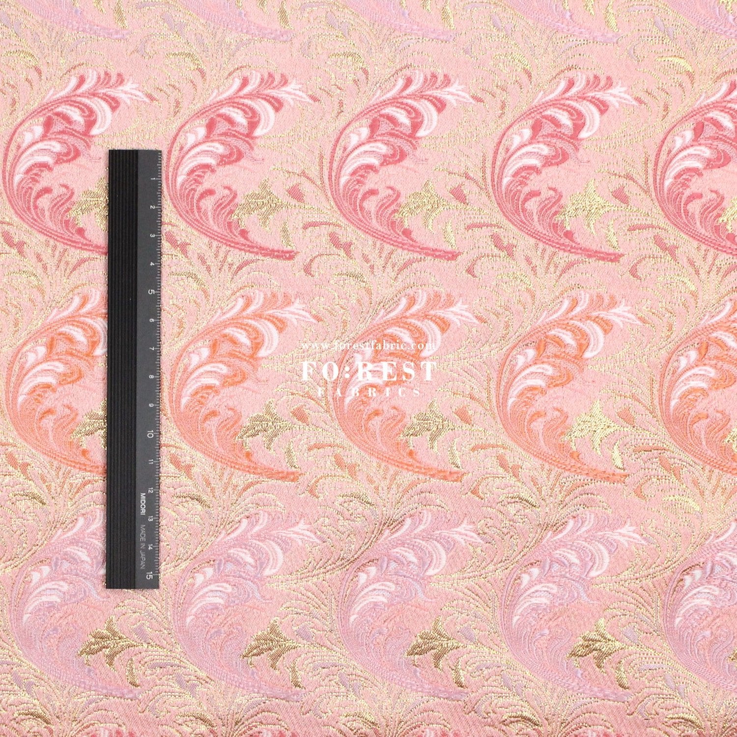 Gold Brocade - Flower fabric Pink - FO:REST Fabric 布恩堂Liberty fabrictana lawnjapanese fabricykk zipper