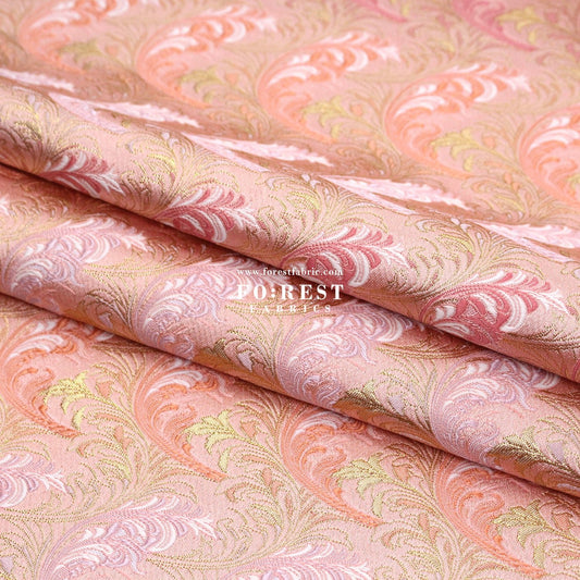 Gold Brocade - Flower fabric Pink - FO:REST Fabric 布恩堂Liberty fabrictana lawnjapanese fabricykk zipper