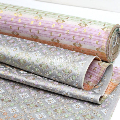 Gold Brocade - Flower fabric SilverGray - FO:REST Fabric 布恩堂Liberty fabrictana lawnjapanese fabricykk zipper