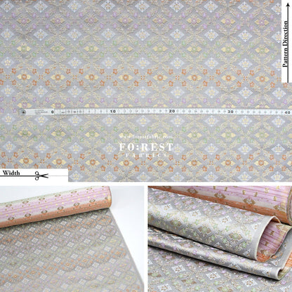 Gold Brocade - Flower fabric SilverGray - FO:REST Fabric 布恩堂Liberty fabrictana lawnjapanese fabricykk zipper