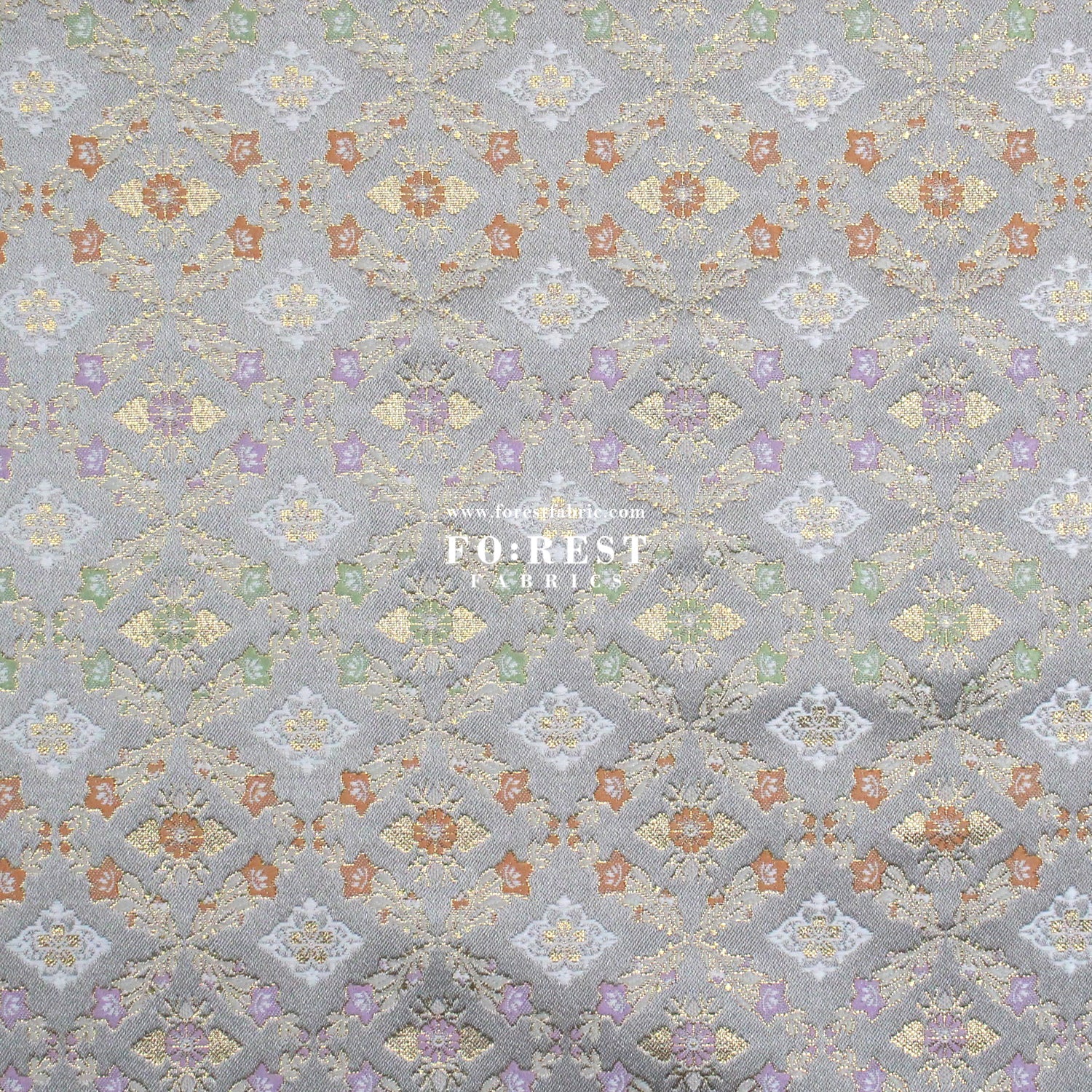 Gold Brocade - Flower fabric SilverGray - FO:REST Fabric 布恩堂Liberty fabrictana lawnjapanese fabricykk zipper