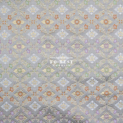 Gold Brocade - Flower fabric SilverGray - FO:REST Fabric 布恩堂Liberty fabrictana lawnjapanese fabricykk zipper