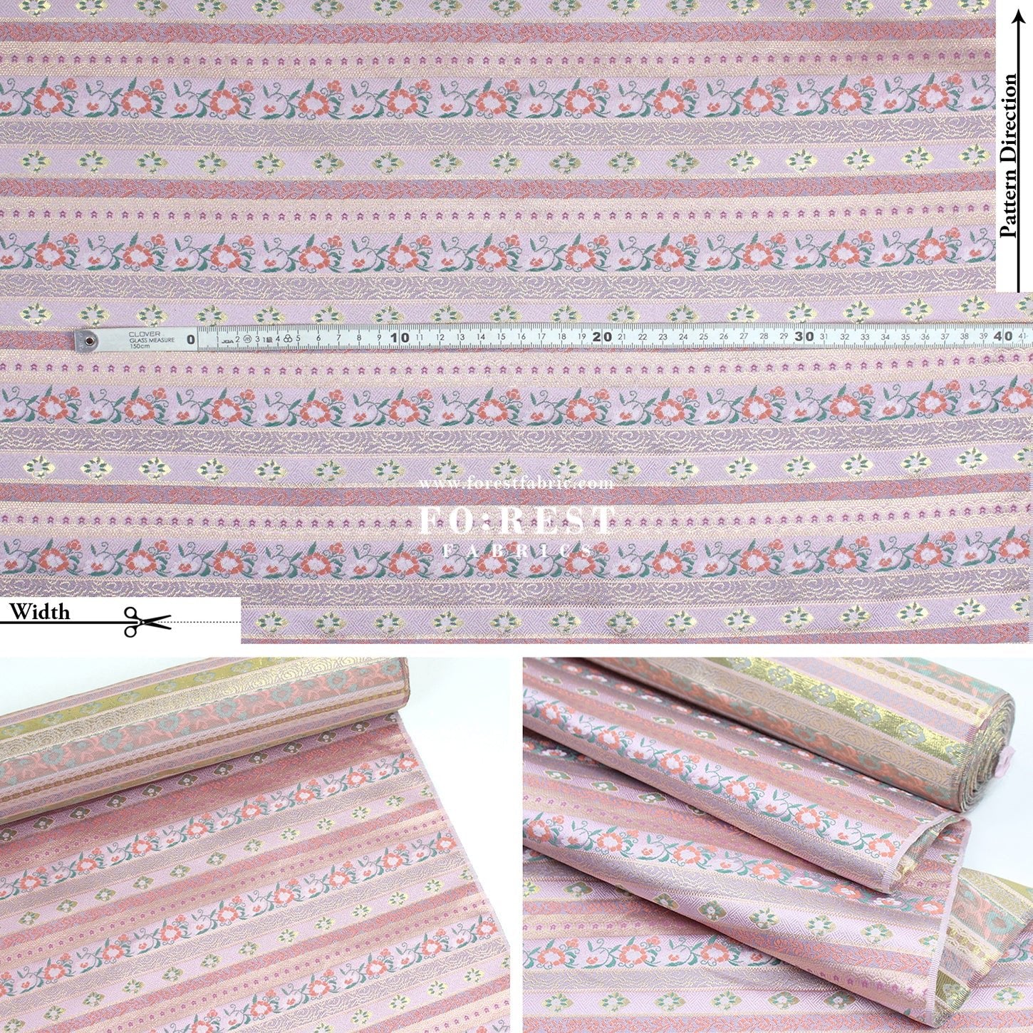 Gold brocade - Flower Japanese style KINRAN fabric PURPLE - FO:REST Fabric 布恩堂Liberty fabrictana lawnjapanese fabricykk zipper