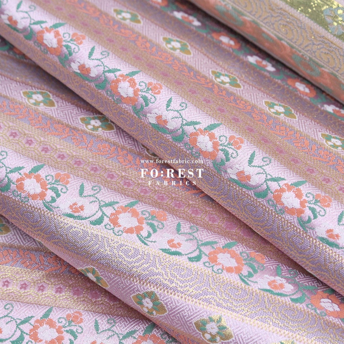 Gold brocade - Flower Japanese style KINRAN fabric PURPLE - FO:REST Fabric 布恩堂Liberty fabrictana lawnjapanese fabricykk zipper
