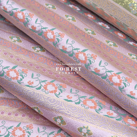 Gold brocade - Flower Japanese style KINRAN fabric PURPLE - FO:REST Fabric 布恩堂Liberty fabrictana lawnjapanese fabricykk zipper