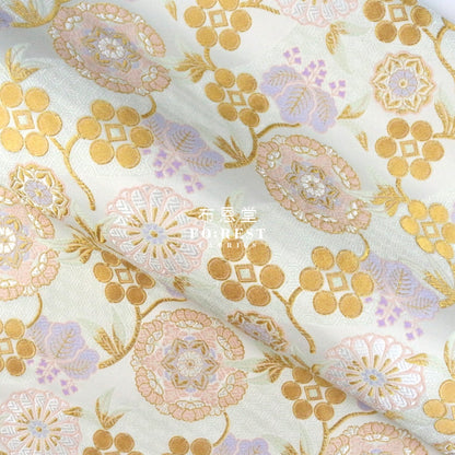 Gold Brocade - Flower River Fabric Lt.green Polyester