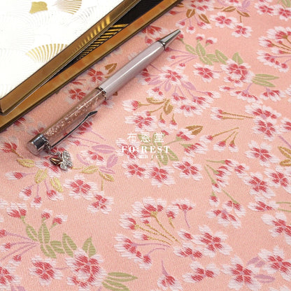 Gold Brocade - Flower River Fabric Pink Polyester