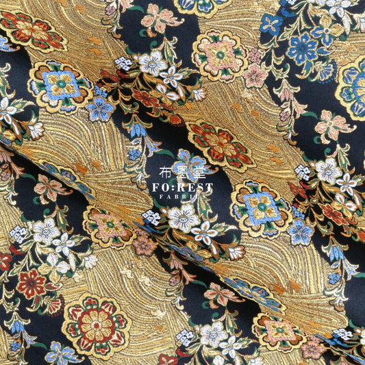 Gold Brocade - Flower River Fabric Polyester