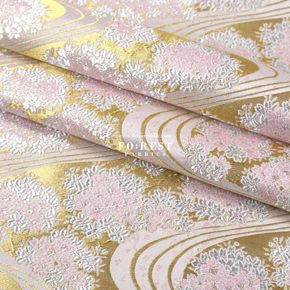 Gold Brocade - Flowing sakura fabric GoldPink - FO:REST Fabric 布恩堂Liberty fabrictana lawnjapanese fabricykk zipper