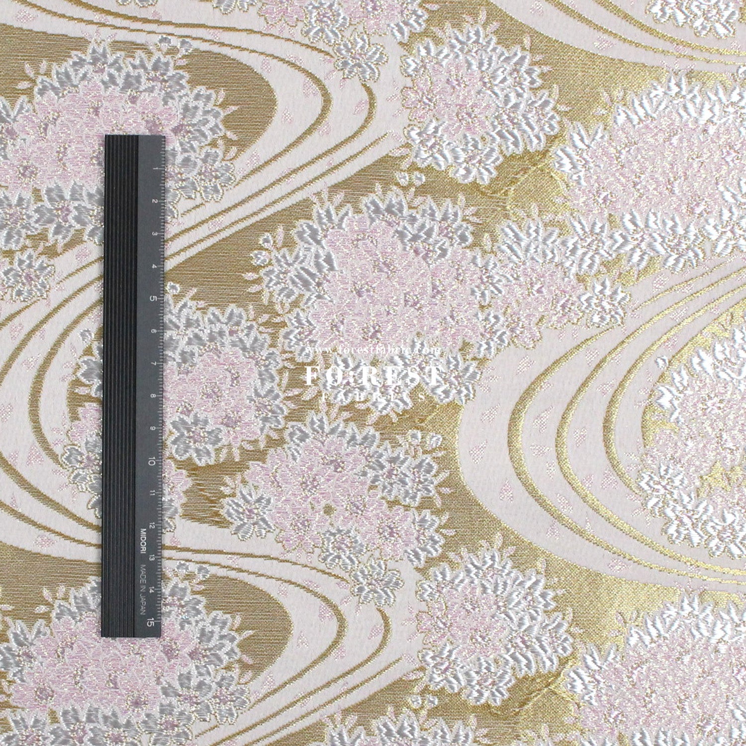 Gold Brocade - Flowing sakura fabric GoldPink - FO:REST Fabric 布恩堂Liberty fabrictana lawnjapanese fabricykk zipper
