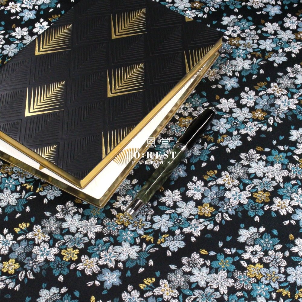 Gold Brocade - Flowing Sakura fabric GrayGreen - FO:REST Fabric 布恩堂Liberty fabrictana lawnjapanese fabricykk zipper