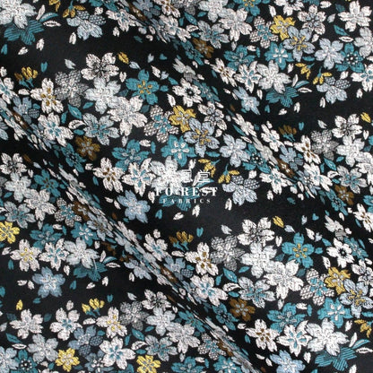 Gold Brocade - Flowing Sakura fabric GrayGreen - FO:REST Fabric 布恩堂Liberty fabrictana lawnjapanese fabricykk zipper
