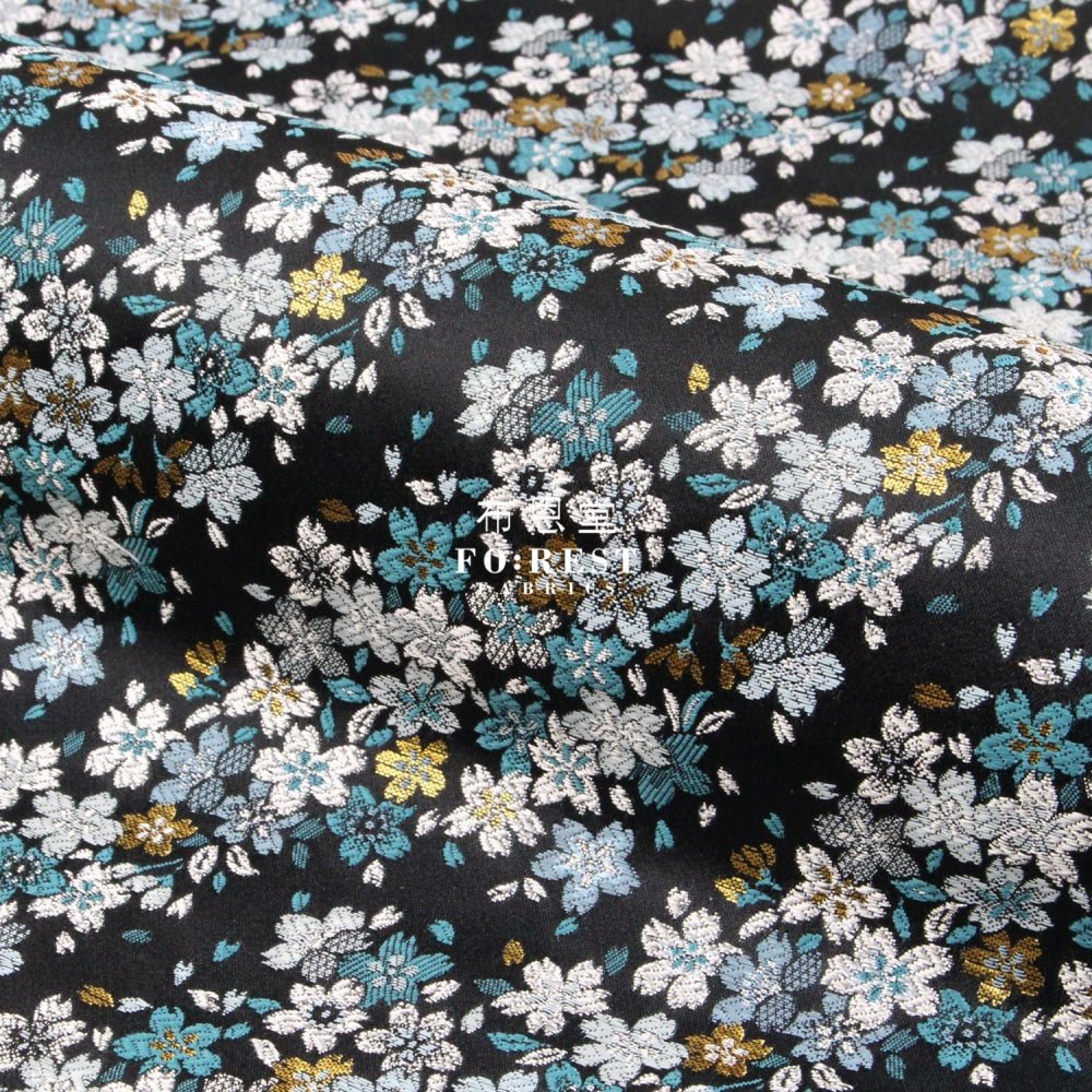 Gold Brocade - Flowing Sakura fabric GrayGreen - FO:REST Fabric 布恩堂Liberty fabrictana lawnjapanese fabricykk zipper