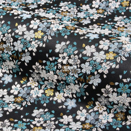 Gold Brocade - Flowing Sakura fabric GrayGreen - FO:REST Fabric 布恩堂Liberty fabrictana lawnjapanese fabricykk zipper