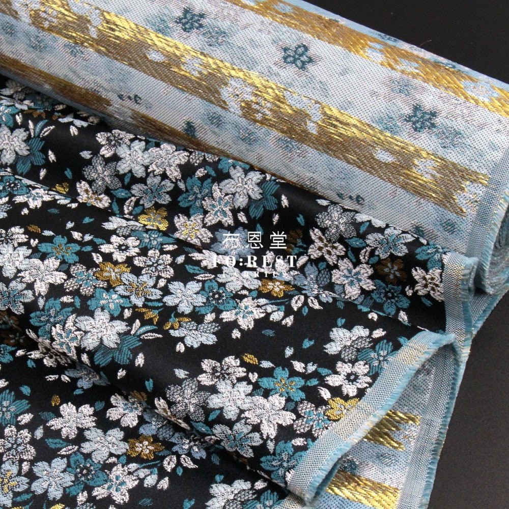 Gold Brocade - Flowing Sakura fabric GrayGreen - FO:REST Fabric 布恩堂Liberty fabrictana lawnjapanese fabricykk zipper
