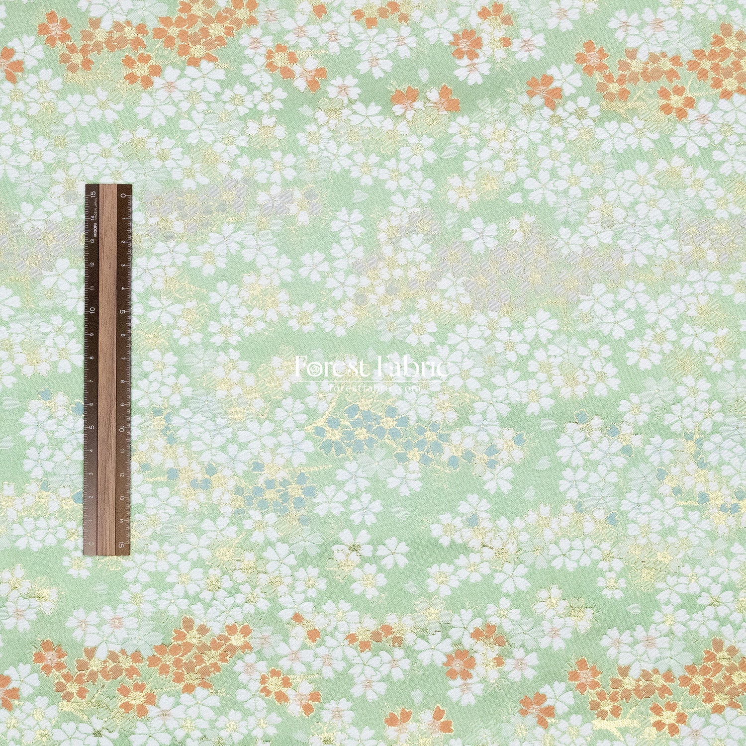 Gold Brocade - full of sakura fabric Green - FO:REST Fabric 布恩堂Liberty fabrictana lawnjapanese fabricykk zipper