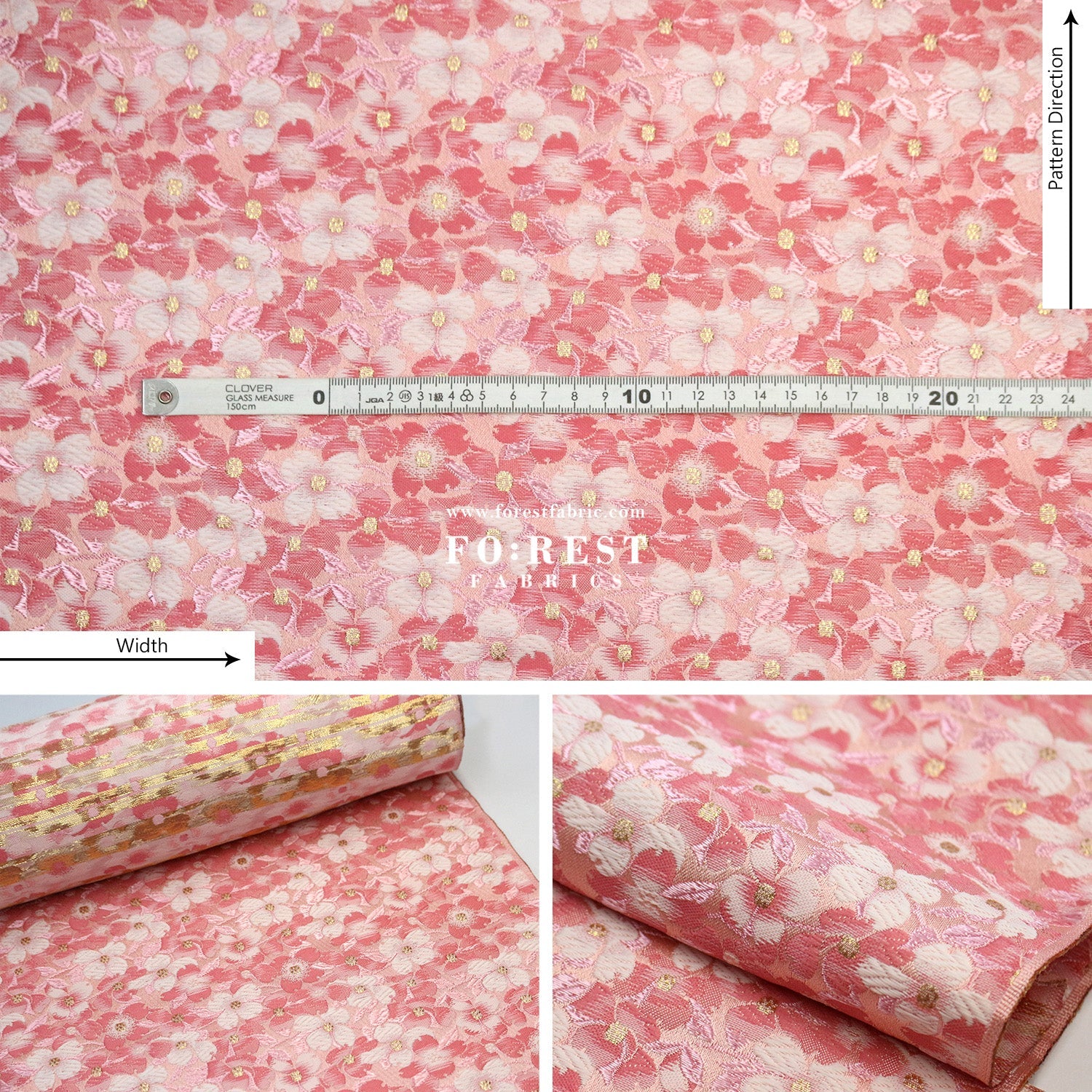 Gold Brocade - Full of Sakura fabric - FO:REST Fabric 布恩堂Liberty fabrictana lawnjapanese fabricykk zipper