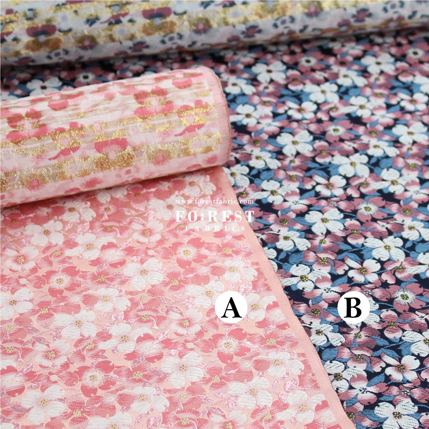 Gold Brocade - Full of Sakura fabric - FO:REST Fabric 布恩堂Liberty fabrictana lawnjapanese fabricykk zipper