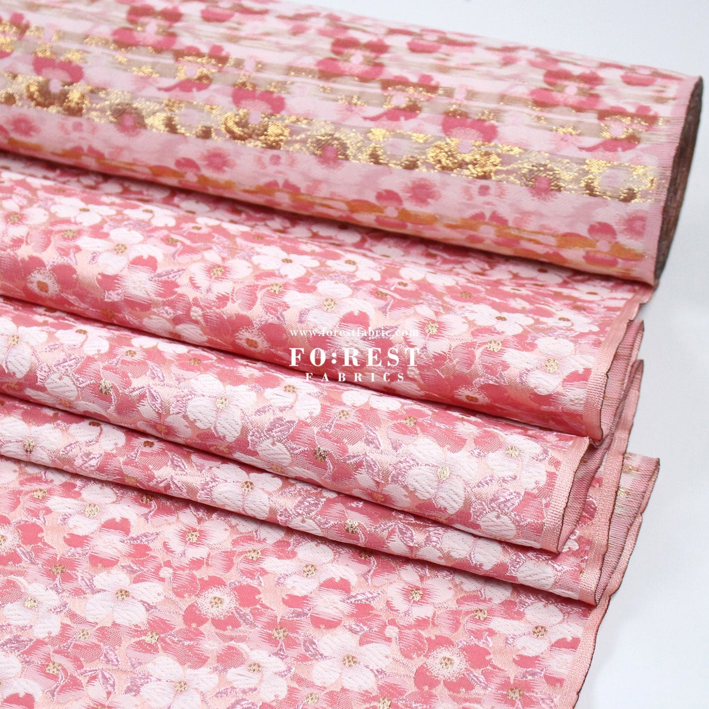 Gold Brocade - Full of Sakura fabric - FO:REST Fabric 布恩堂Liberty fabrictana lawnjapanese fabricykk zipper