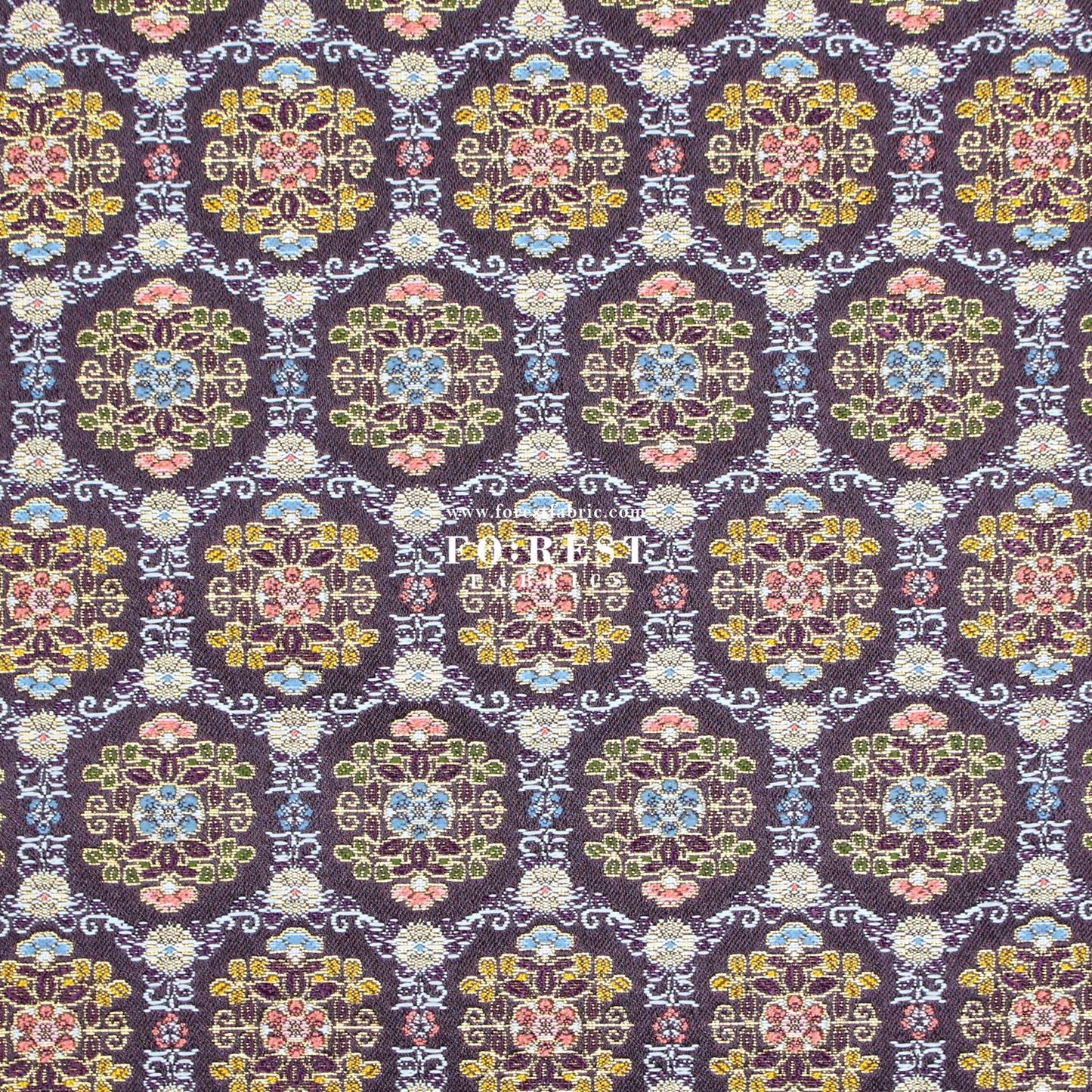 Gold Brocade - Geometric 甲 KINRAN fabric Purple - FO:REST Fabric 布恩堂Liberty fabrictana lawnjapanese fabricykk zipper