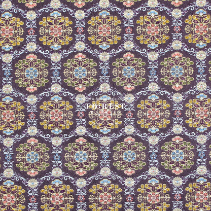 Gold Brocade - Geometric 甲 KINRAN fabric Purple - FO:REST Fabric 布恩堂Liberty fabrictana lawnjapanese fabricykk zipper