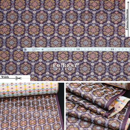 Gold Brocade - Geometric 甲 KINRAN fabric Purple - FO:REST Fabric 布恩堂Liberty fabrictana lawnjapanese fabricykk zipper