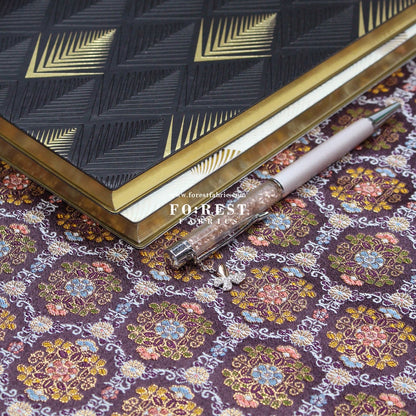 Gold Brocade - Geometric 甲 KINRAN fabric Purple - FO:REST Fabric 布恩堂Liberty fabrictana lawnjapanese fabricykk zipper