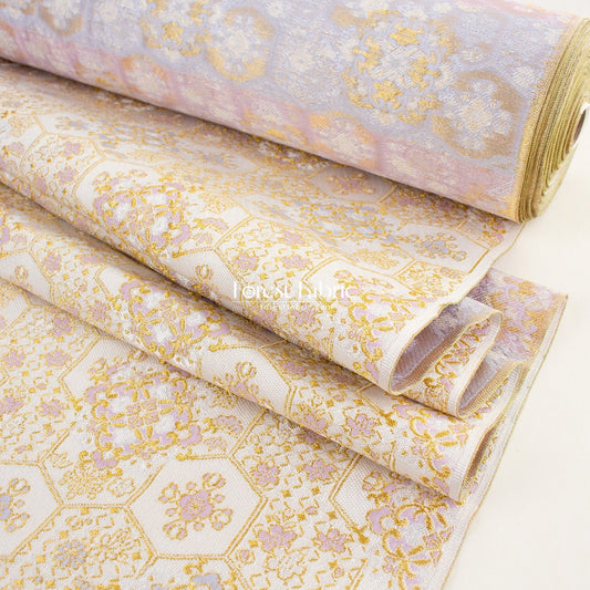 Gold Brocade - Geometric tortoise shell KINRAN fabric - FO:REST Fabric 布恩堂Liberty fabrictana lawnjapanese fabricykk zipper