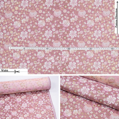 Gold Brocade - Gilded Cerulean Bloom fabric Pink - FO:REST Fabric 布恩堂Liberty fabrictana lawnjapanese fabricykk zipper
