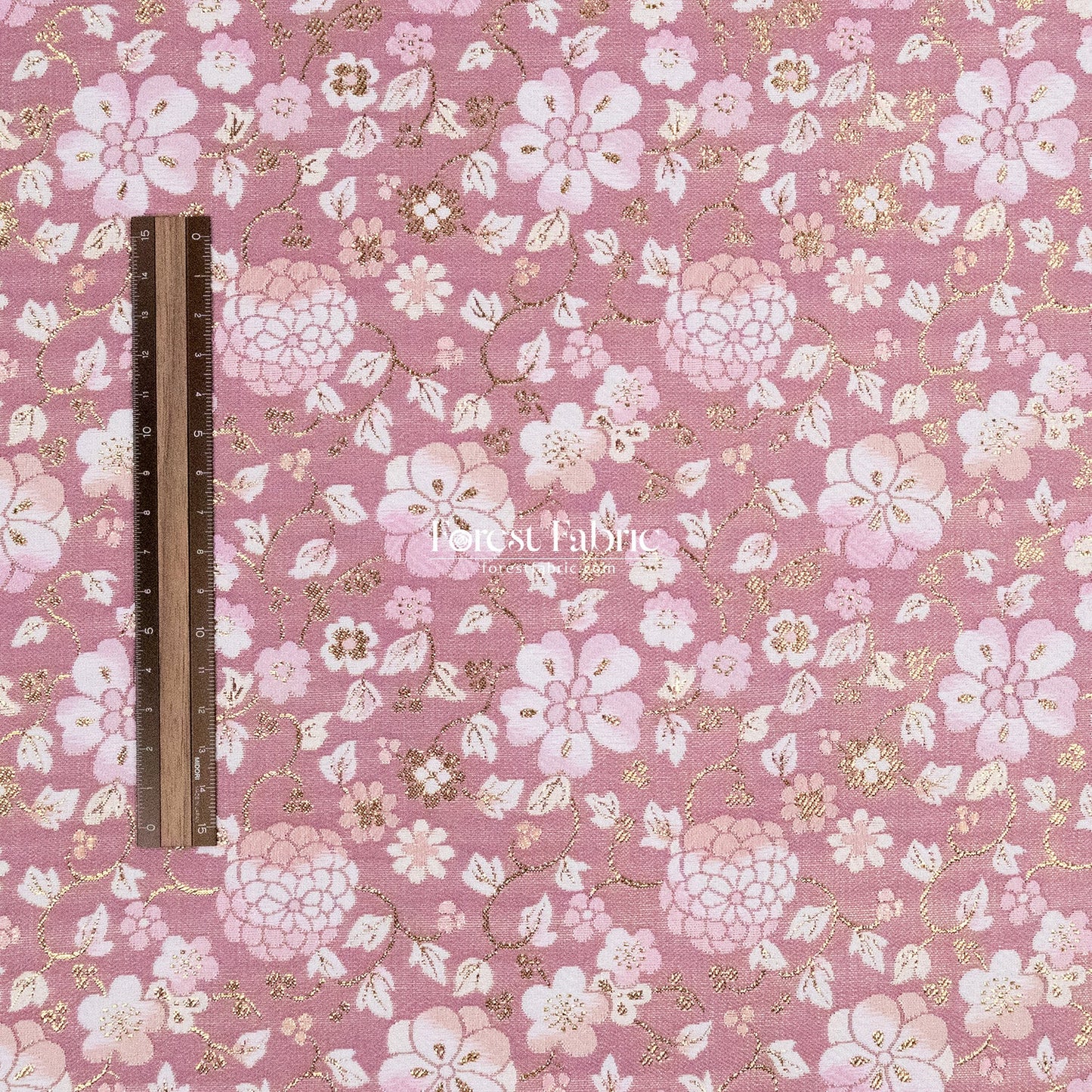 Gold Brocade - Gilded Cerulean Bloom fabric Pink - FO:REST Fabric 布恩堂Liberty fabrictana lawnjapanese fabricykk zipper
