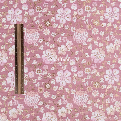 Gold Brocade - Gilded Cerulean Bloom fabric Pink - FO:REST Fabric 布恩堂Liberty fabrictana lawnjapanese fabricykk zipper