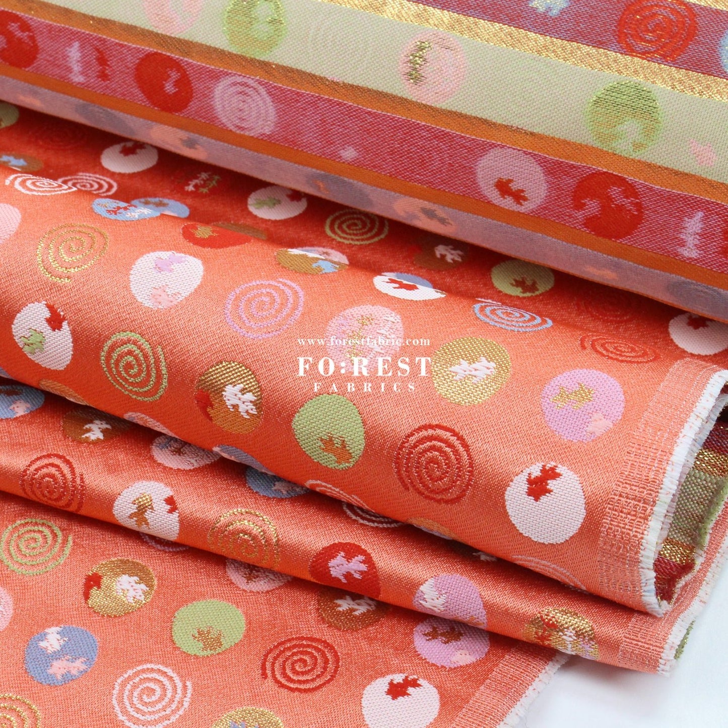 Gold Brocade - Goldfish fabric - FO:REST Fabric 布恩堂Liberty fabrictana lawnjapanese fabricykk zipper
