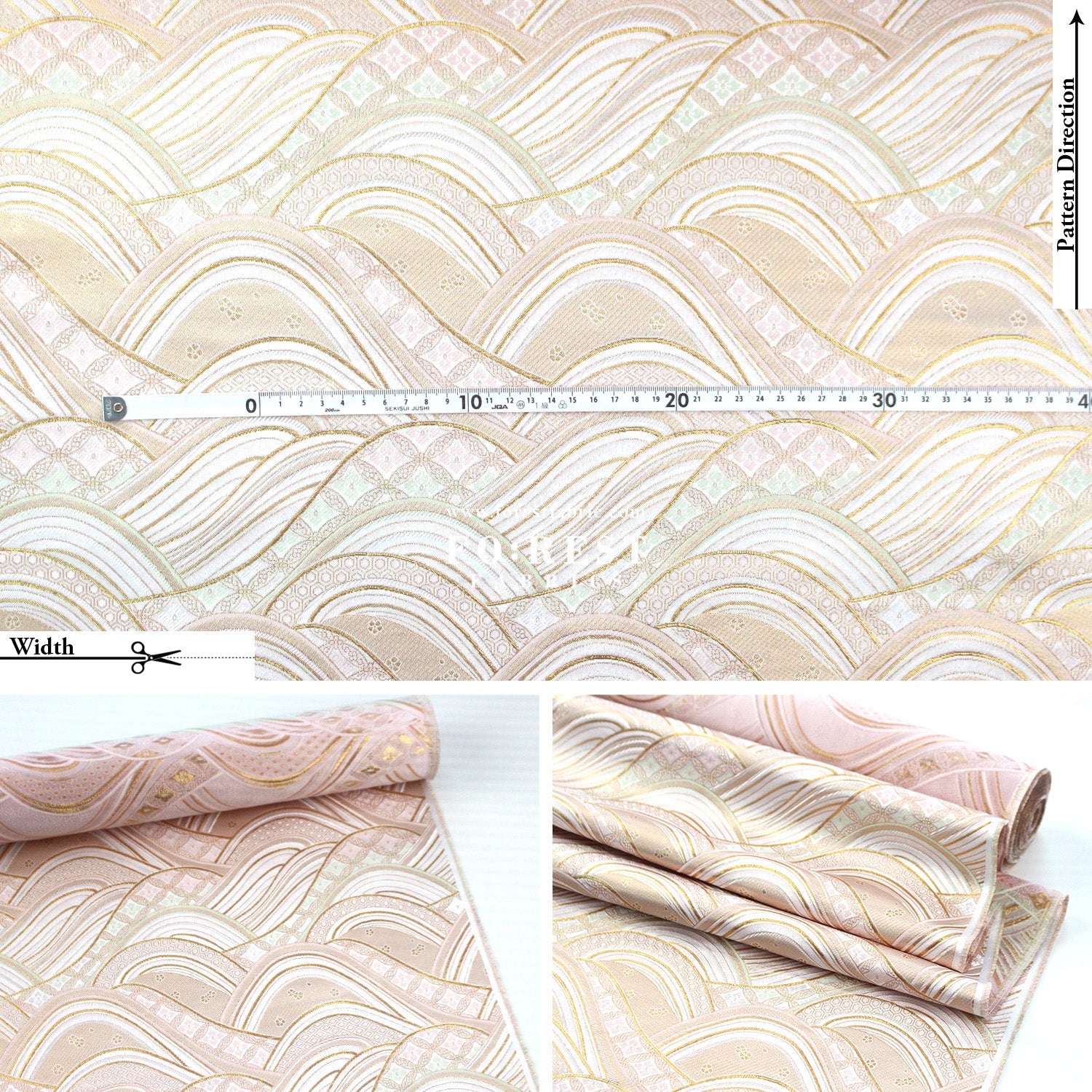 Gold Brocade - Great Wave fabric ICEPINK - FO:REST Fabric 布恩堂Liberty fabrictana lawnjapanese fabricykk zipper