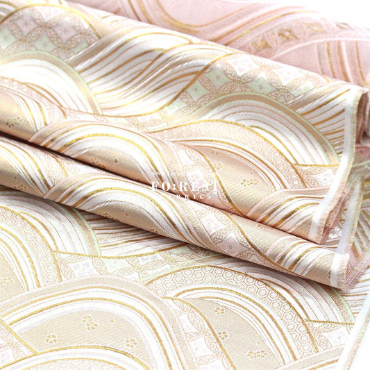 Gold Brocade - Great Wave fabric ICEPINK - FO:REST Fabric 布恩堂Liberty fabrictana lawnjapanese fabricykk zipper
