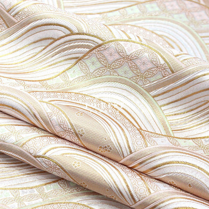 Gold Brocade - Great Wave fabric ICEPINK - FO:REST Fabric 布恩堂Liberty fabrictana lawnjapanese fabricykk zipper