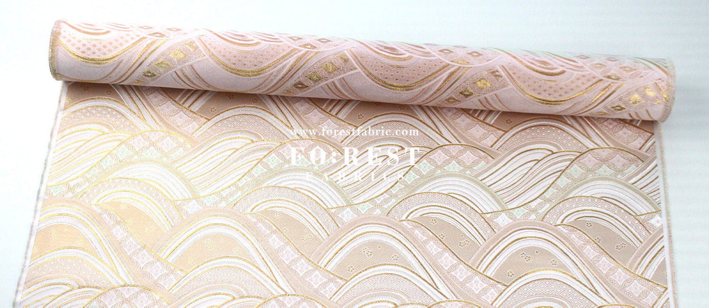 Gold Brocade - Great Wave fabric ICEPINK - FO:REST Fabric 布恩堂Liberty fabrictana lawnjapanese fabricykk zipper
