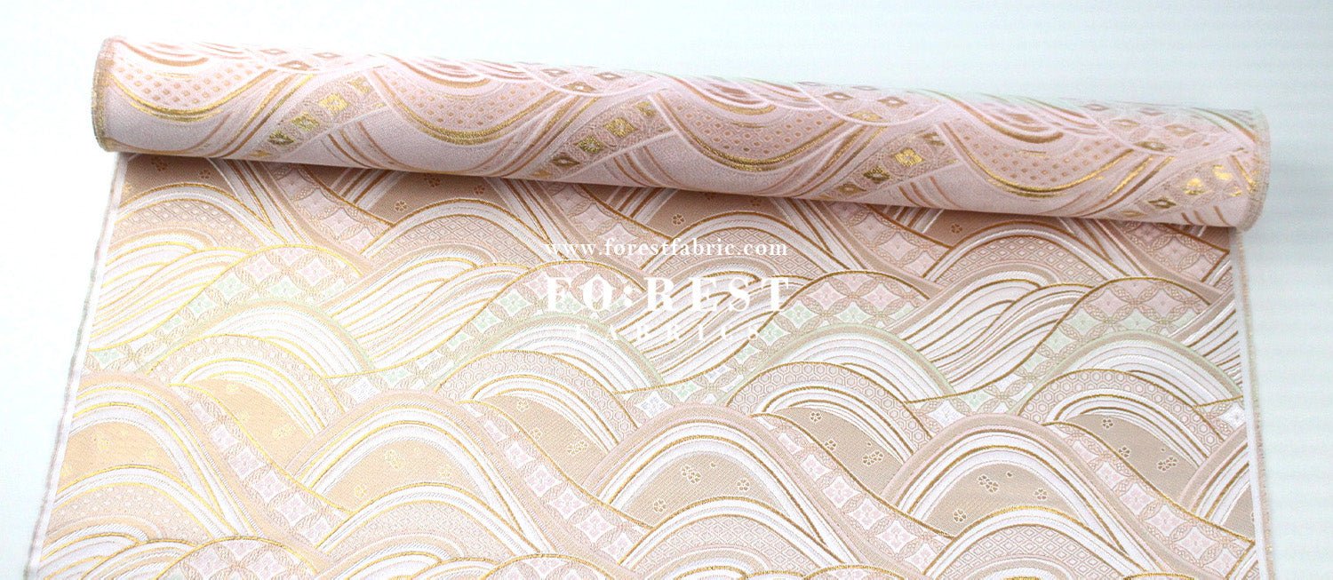 Gold Brocade - Great Wave fabric ICEPINK - FO:REST Fabric 布恩堂Liberty fabrictana lawnjapanese fabricykk zipper