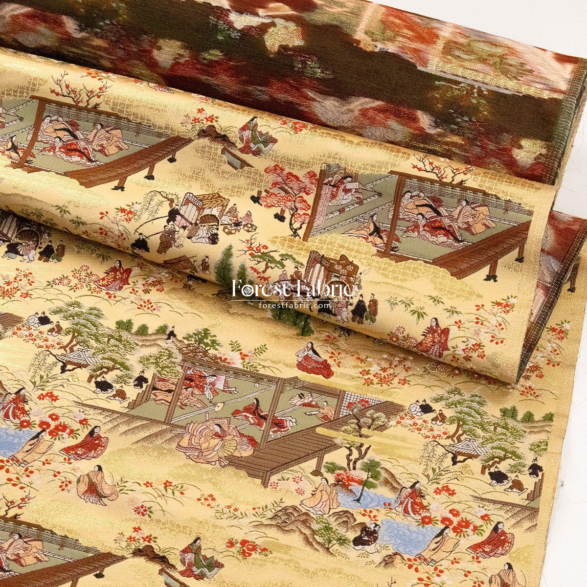 Gold Brocade - Heian Court Life & Tale of Genji fabric - FO:REST Fabric 布恩堂Liberty fabrictana lawnjapanese fabricykk zipper