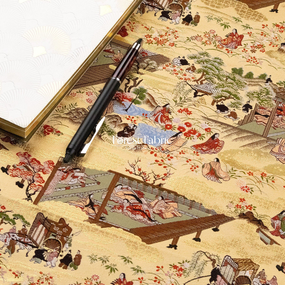 Gold Brocade - Heian Court Life & Tale of Genji fabric - FO:REST Fabric 布恩堂Liberty fabrictana lawnjapanese fabricykk zipper