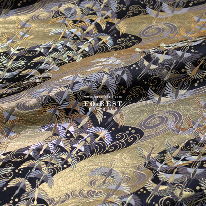 Gold Brocade - In the Sky fabric BLACK - FO:REST Fabric 布恩堂Liberty fabrictana lawnjapanese fabricykk zipper