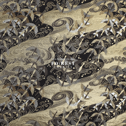 Gold Brocade - In the Sky fabric BLACK - FO:REST Fabric 布恩堂Liberty fabrictana lawnjapanese fabricykk zipper