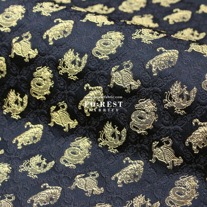 Gold Brocade - Japanese Four Symbols fabric Black - FO:REST Fabric 布恩堂Liberty fabrictana lawnjapanese fabricykk zipper