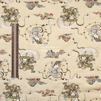 Gold Brocade - Japanese Raijin Thor fabric Lightgold - FO:REST Fabric 布恩堂Liberty fabrictana lawnjapanese fabricykk zipper