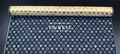 Gold Brocade - Kamon Family crest fabric Navy - FO:REST Fabric 布恩堂Liberty fabrictana lawnjapanese fabricykk zipper