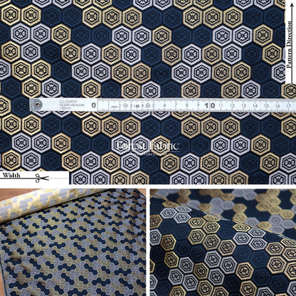 Gold Brocade - Kikko fabric Navy - FO:REST Fabric 布恩堂Liberty fabrictana lawnjapanese fabricykk zipper