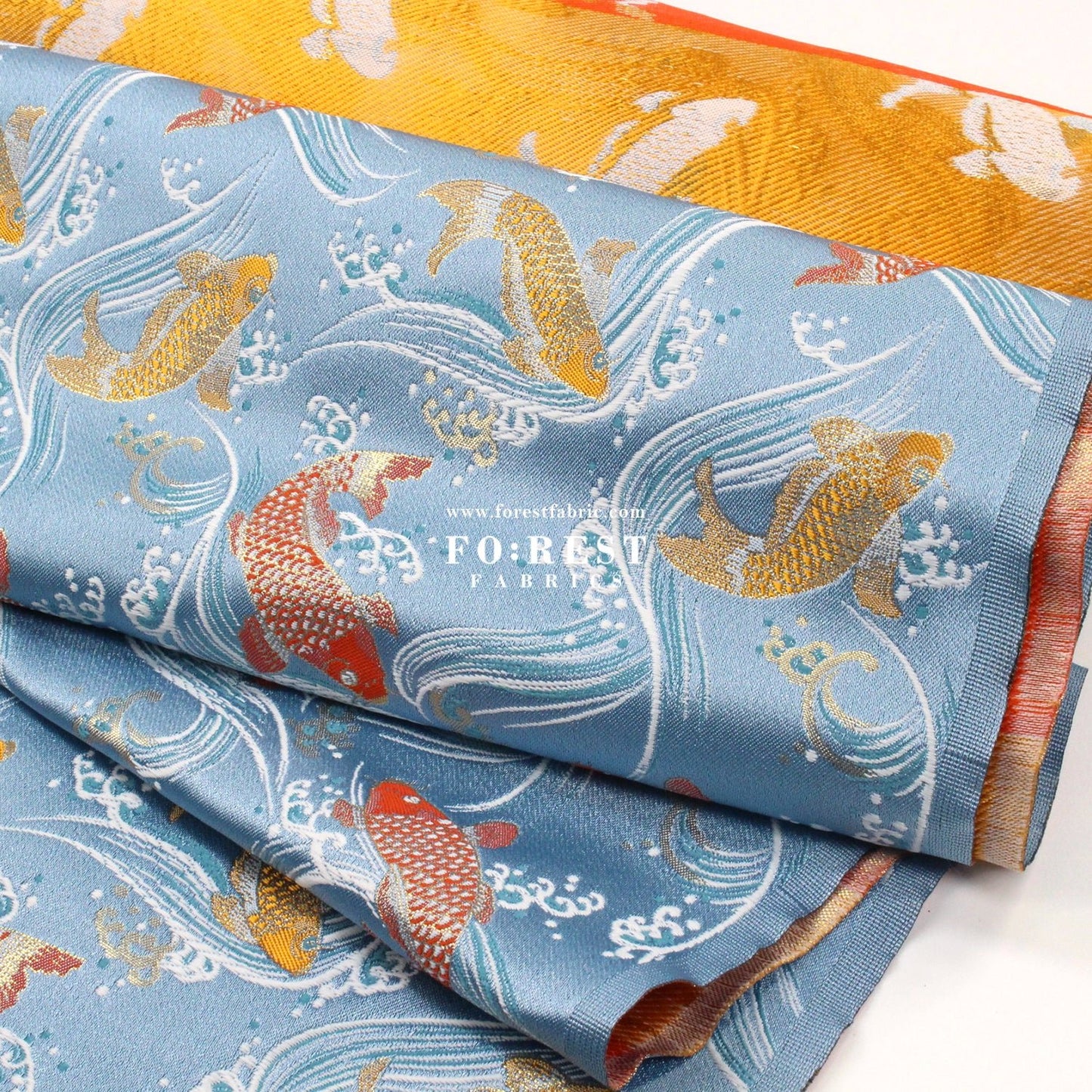 Gold Brocade - Koi fabric - FO:REST Fabric 布恩堂Liberty fabrictana lawnjapanese fabricykk zipper