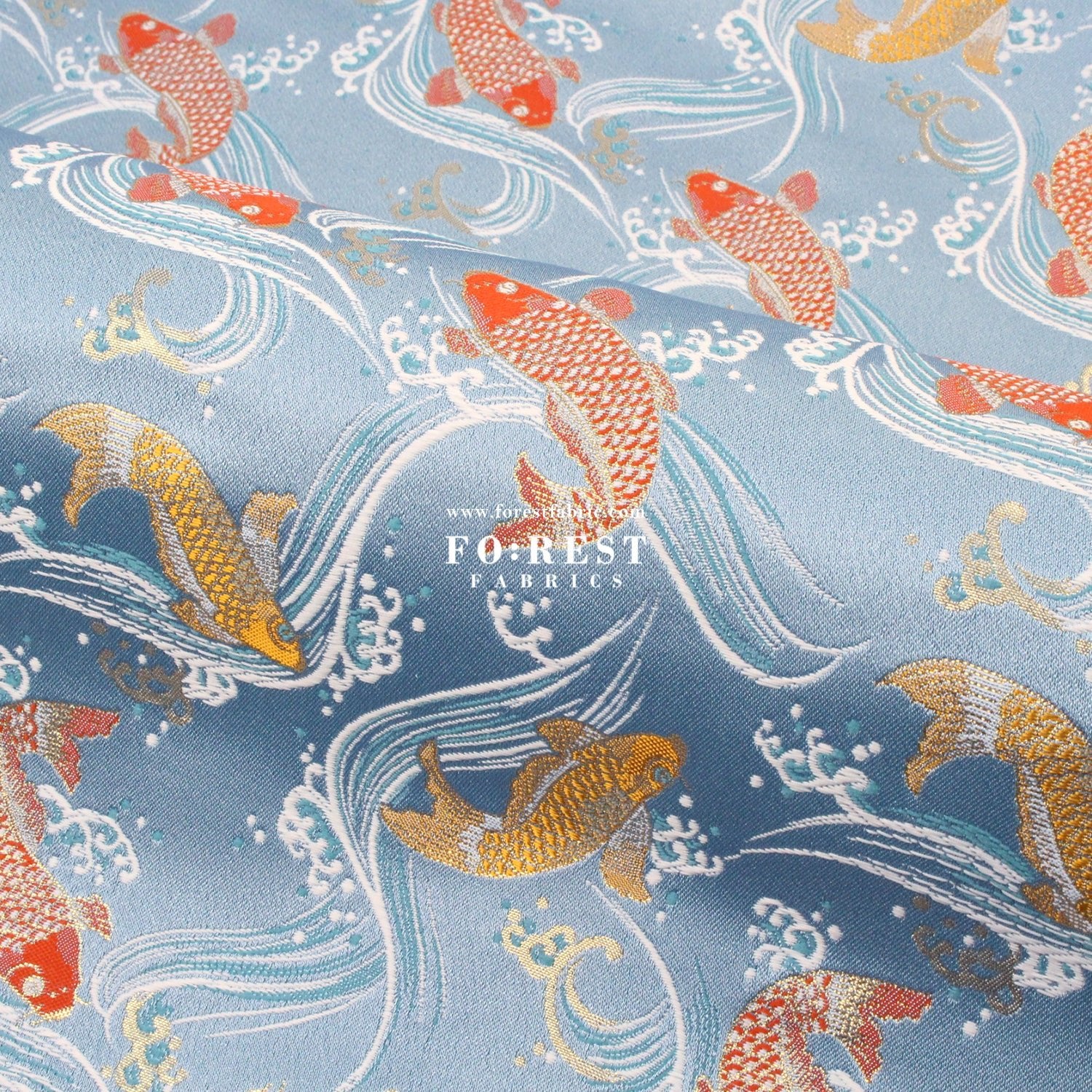 Gold Brocade - Koi fabric - FO:REST Fabric 布恩堂Liberty fabrictana lawnjapanese fabricykk zipper