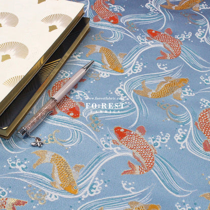 Gold Brocade - Koi fabric - FO:REST Fabric 布恩堂Liberty fabrictana lawnjapanese fabricykk zipper